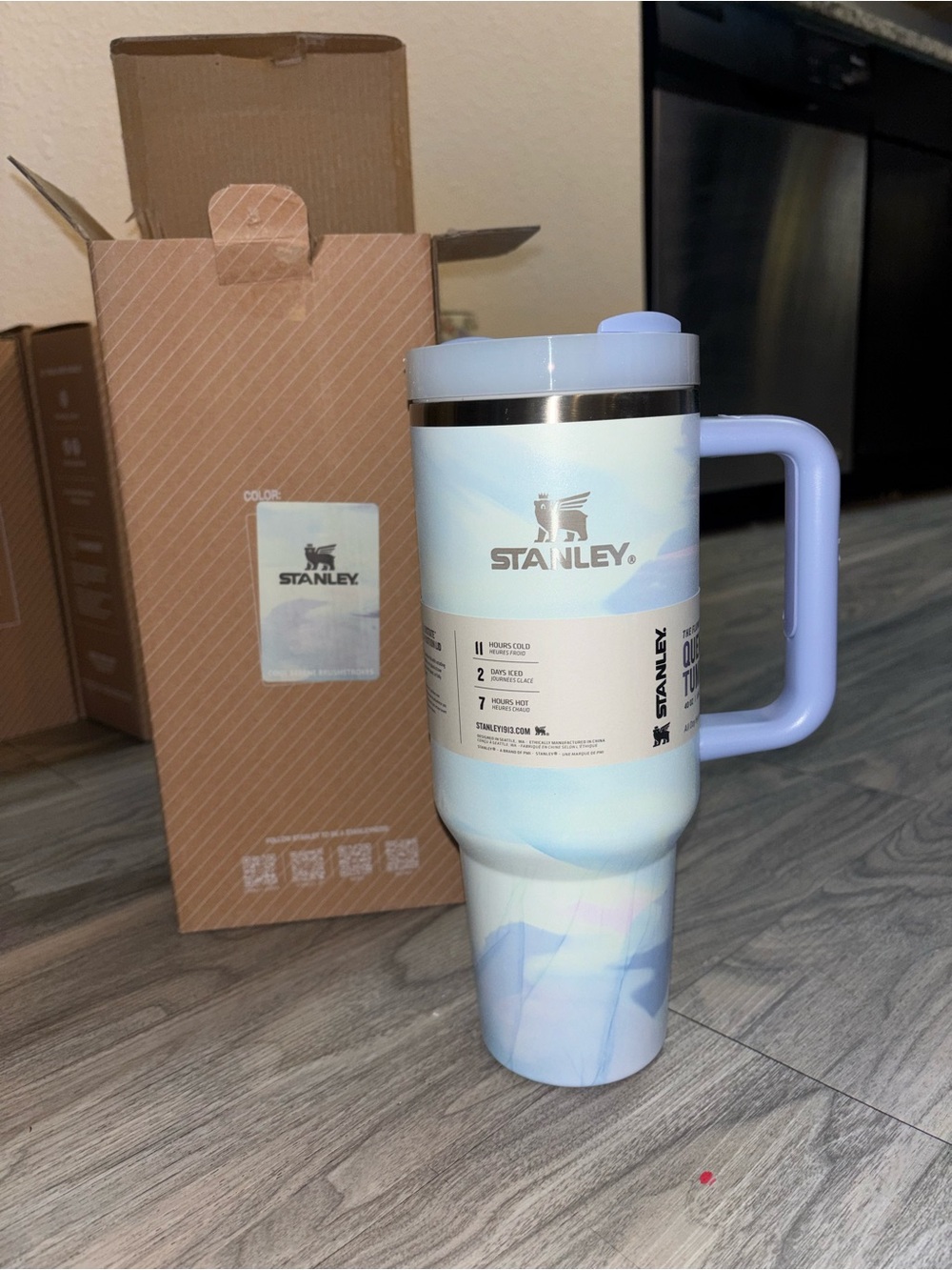 Stanley Pastel Blue Marble Travel Mug with Handle